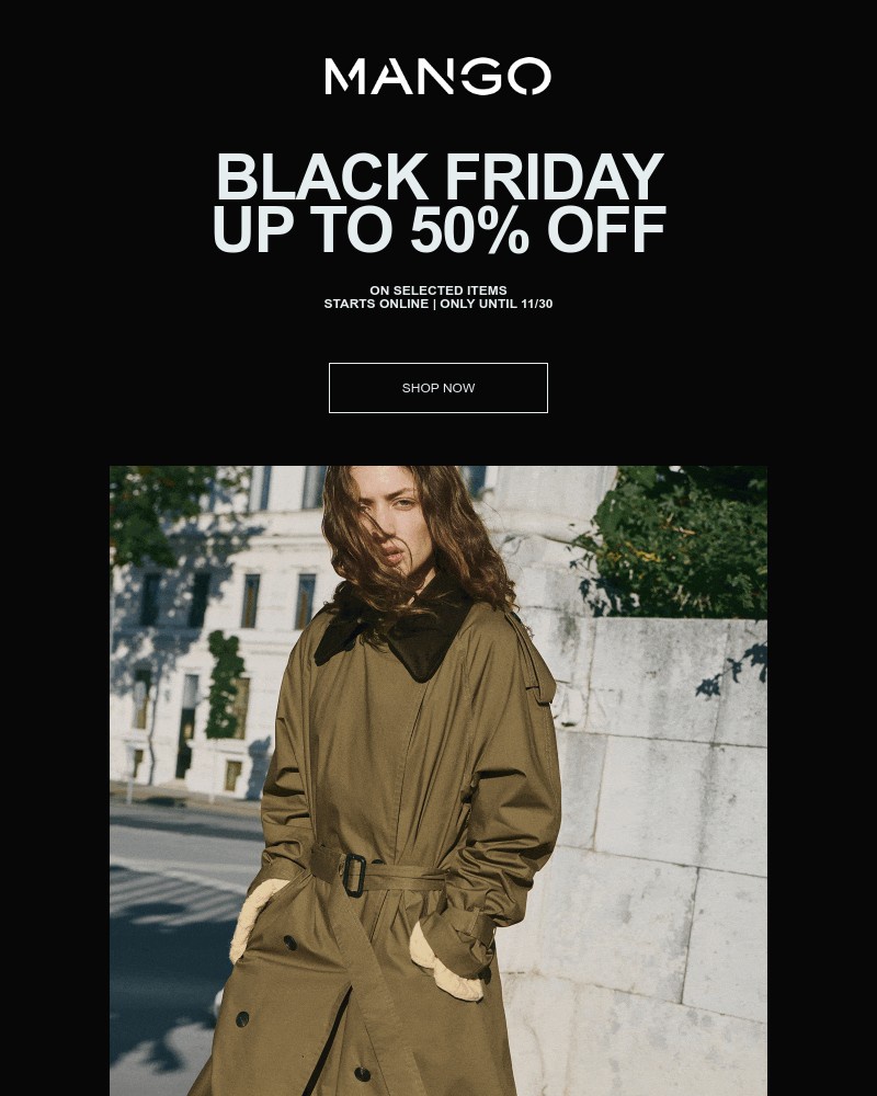 Screenshot of email sent to a Mango Newsletter subscriber