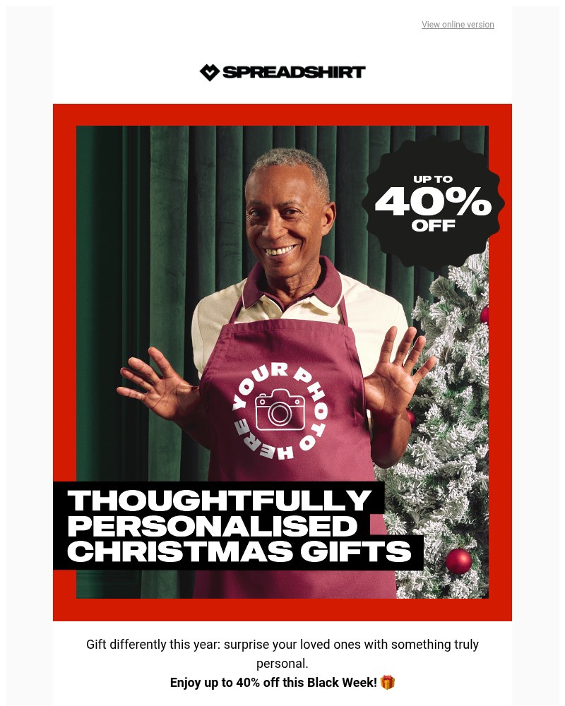 Screenshot of email sent to a Spreadshirt Newsletter subscriber