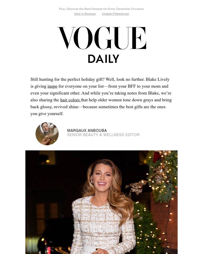 Screenshot of email sent to a Vogue Newsletter subscriber