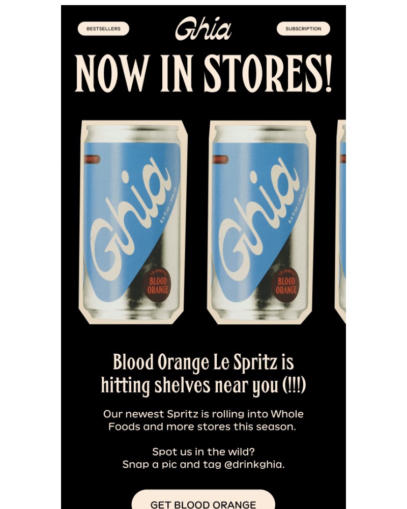 Screenshot of email sent to a Ghia Newsletter subscriber