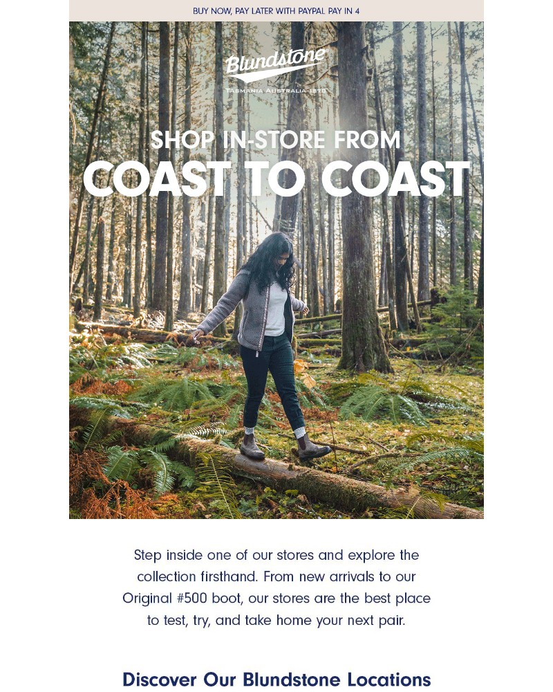 Screenshot of email sent to a Blundstone Newsletter subscriber