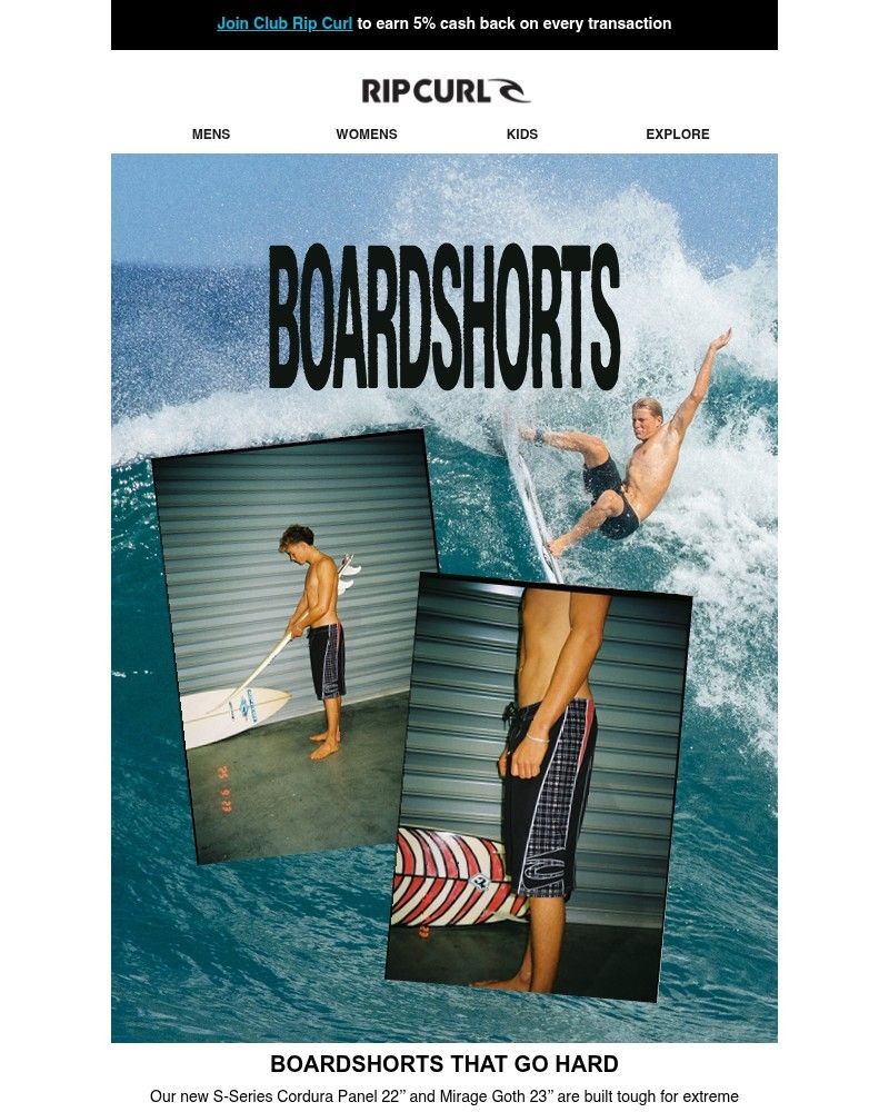 Screenshot of email sent to a Ripcurl Newsletter subscriber