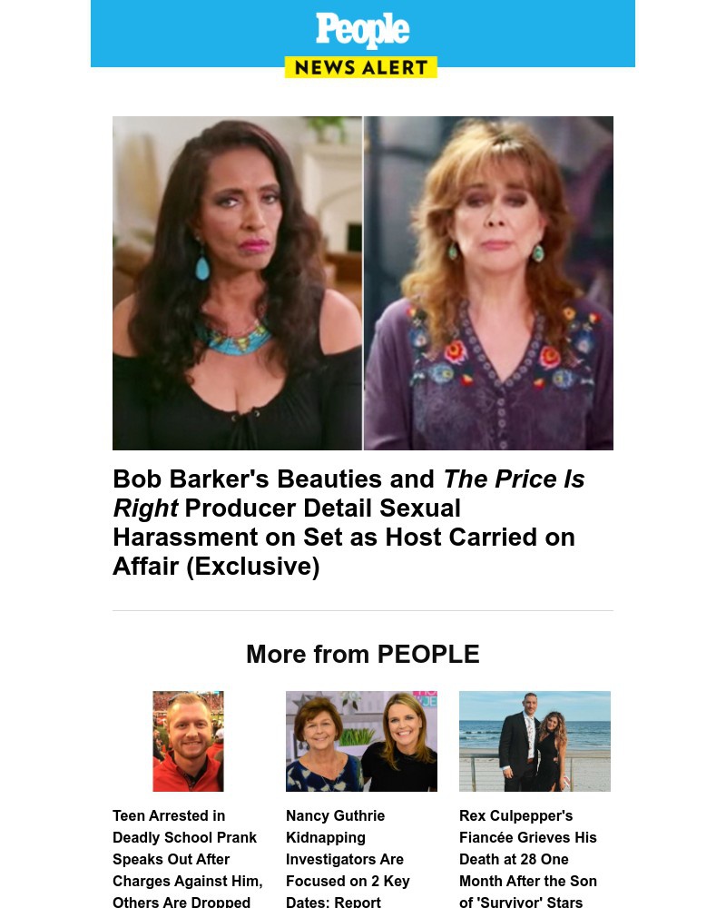 Screenshot of email sent to a People Newsletter subscriber