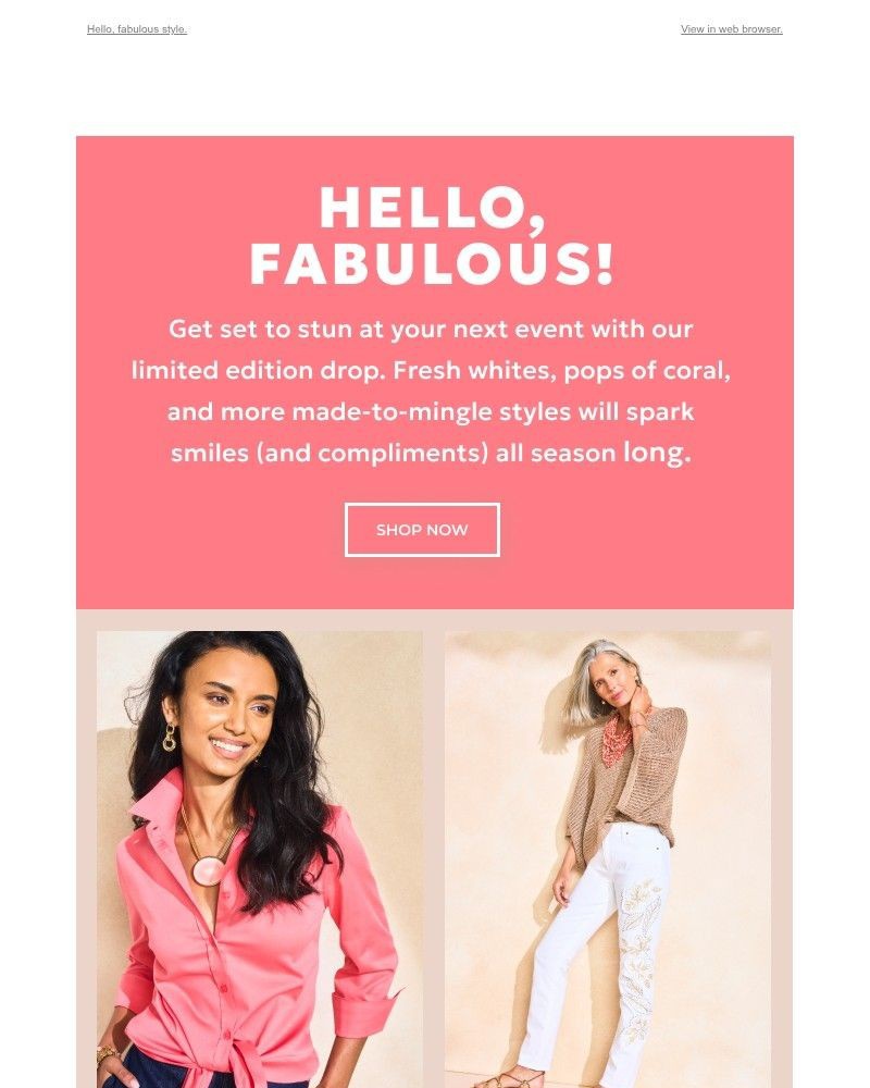 Screenshot of email sent to a Chico’s Newsletter subscriber