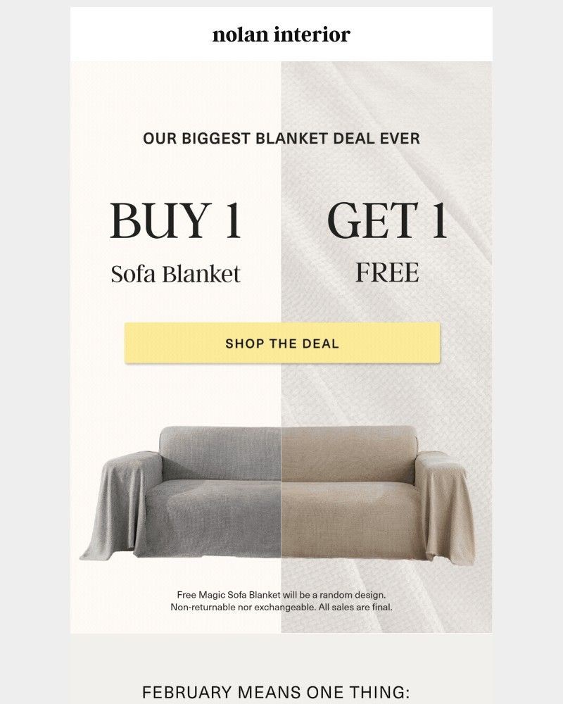 Screenshot of email sent to a Nolan Interior Newsletter subscriber