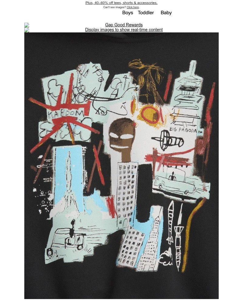 Screenshot of email sent to a Gap Newsletter subscriber