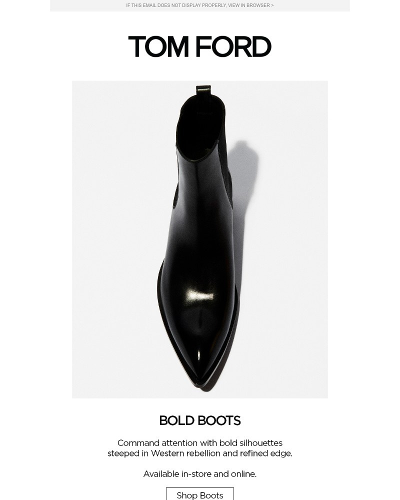 Screenshot of email sent to a Tom Ford Newsletter subscriber