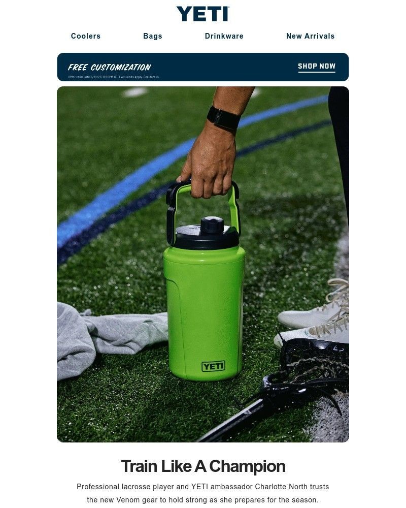 Screenshot of email sent to a Yeti Newsletter subscriber