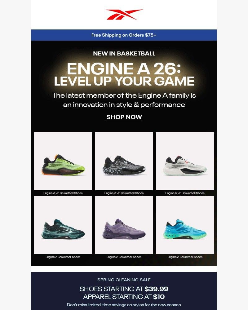 Screenshot of email sent to a Reebok Newsletter subscriber