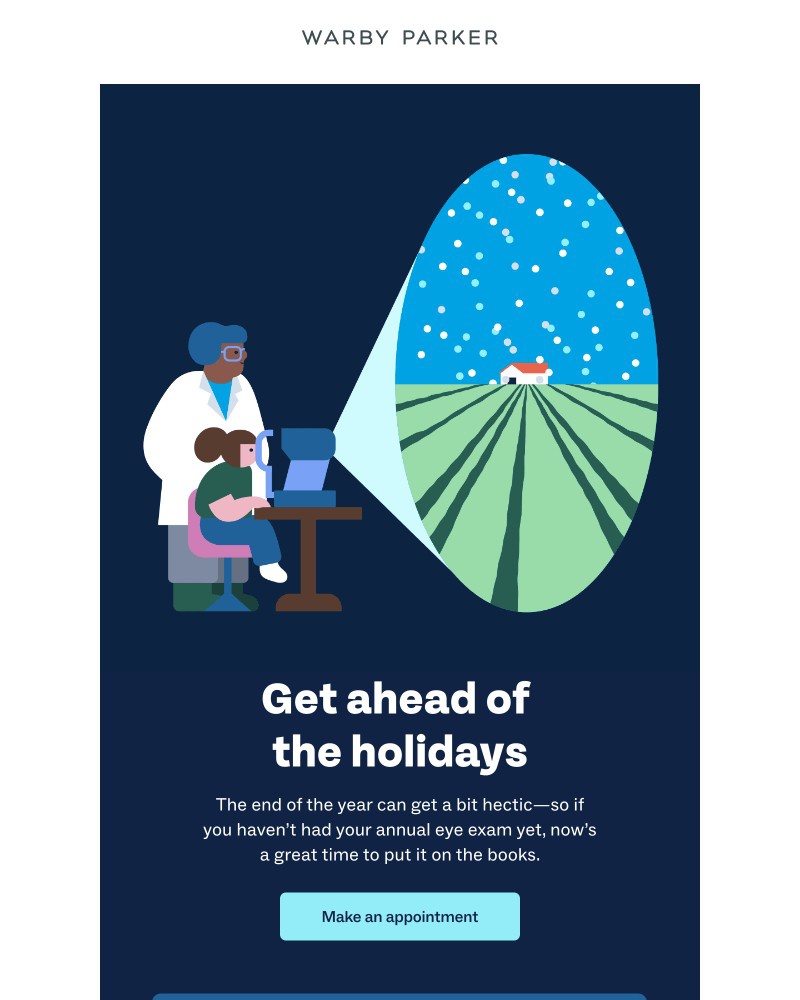 Screenshot of email sent to a Warby Parker Newsletter subscriber