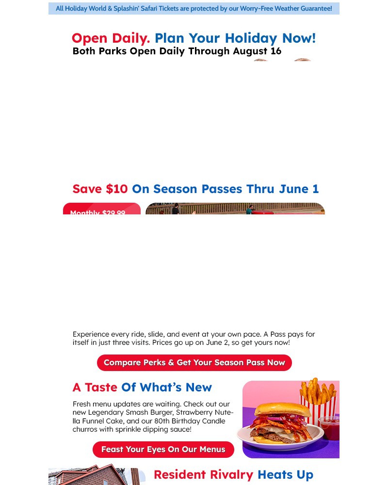 Screenshot of email sent to a Holiday World Newsletter subscriber