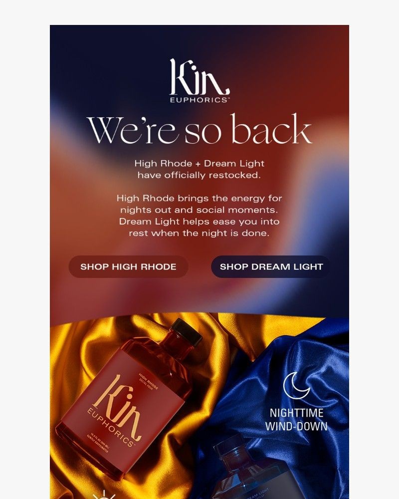 Screenshot of email sent to a Kin Euphorics Newsletter subscriber