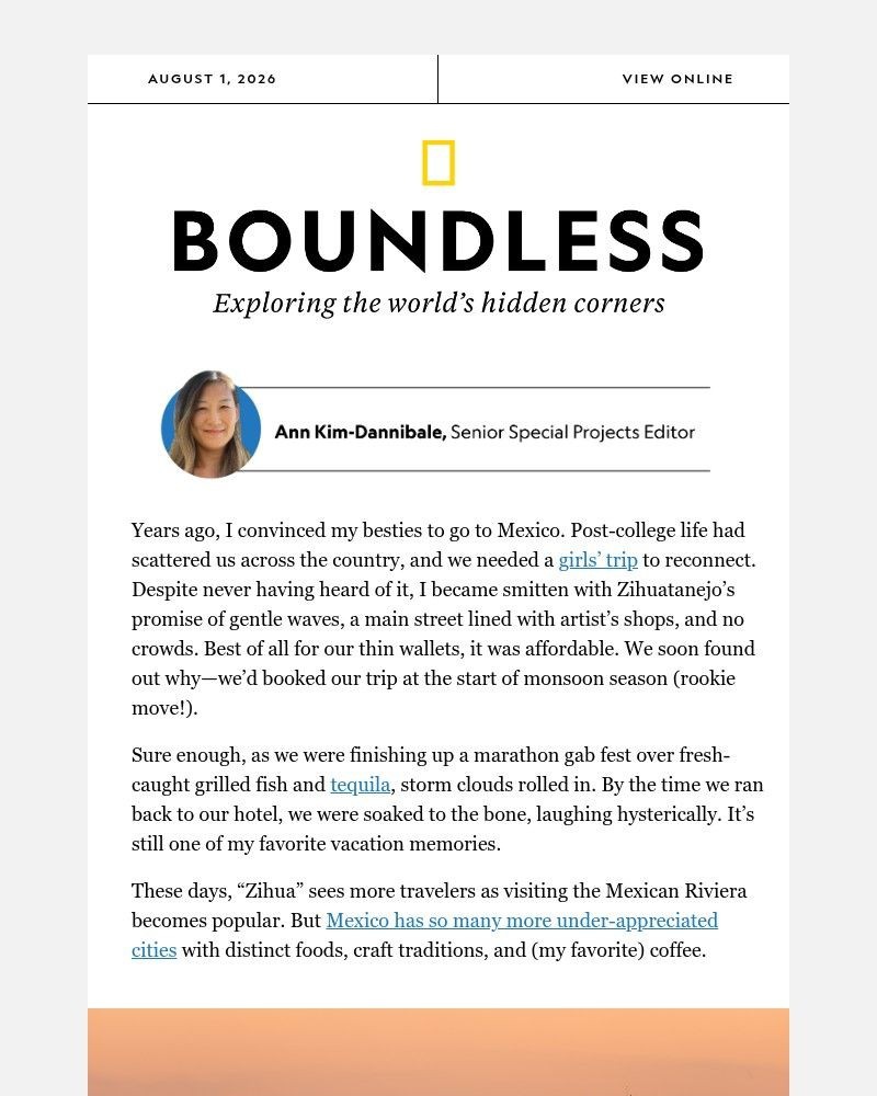 Screenshot of email sent to a National Geographic Newsletter subscriber