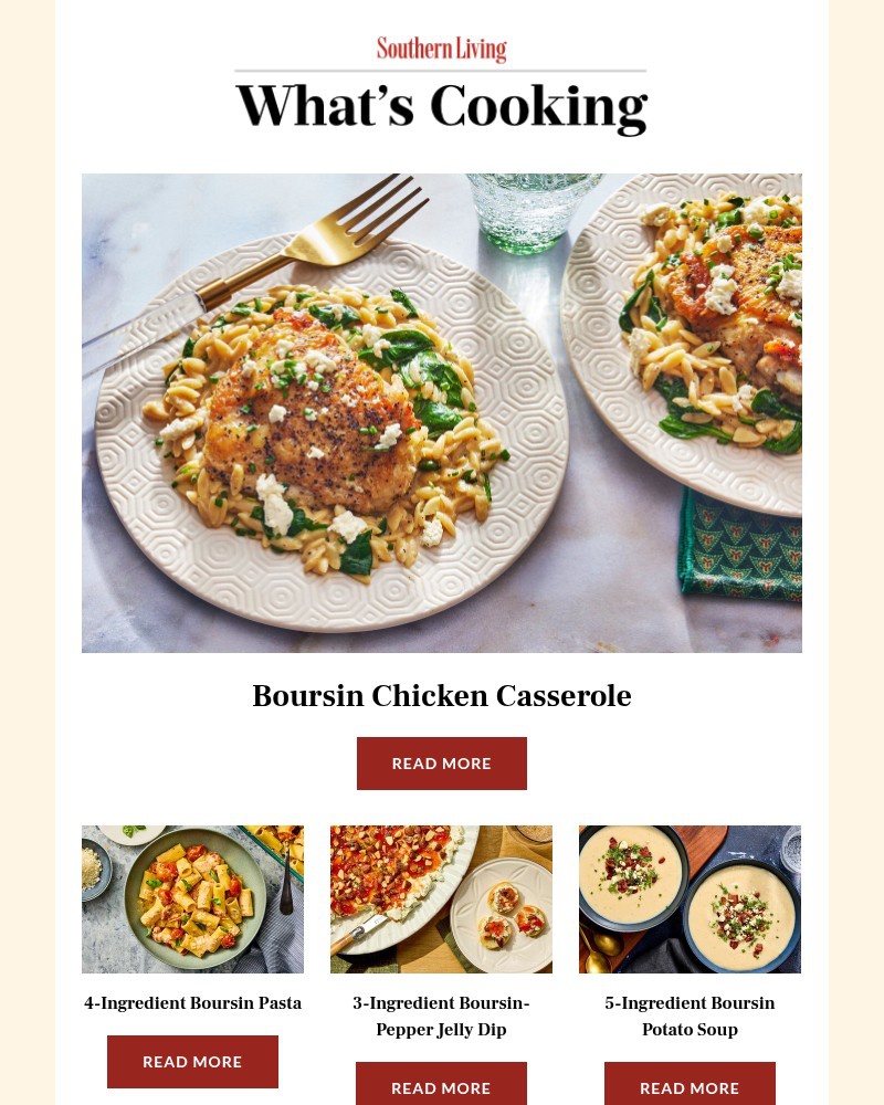 Screenshot of email sent to a Southern Living Newsletter subscriber