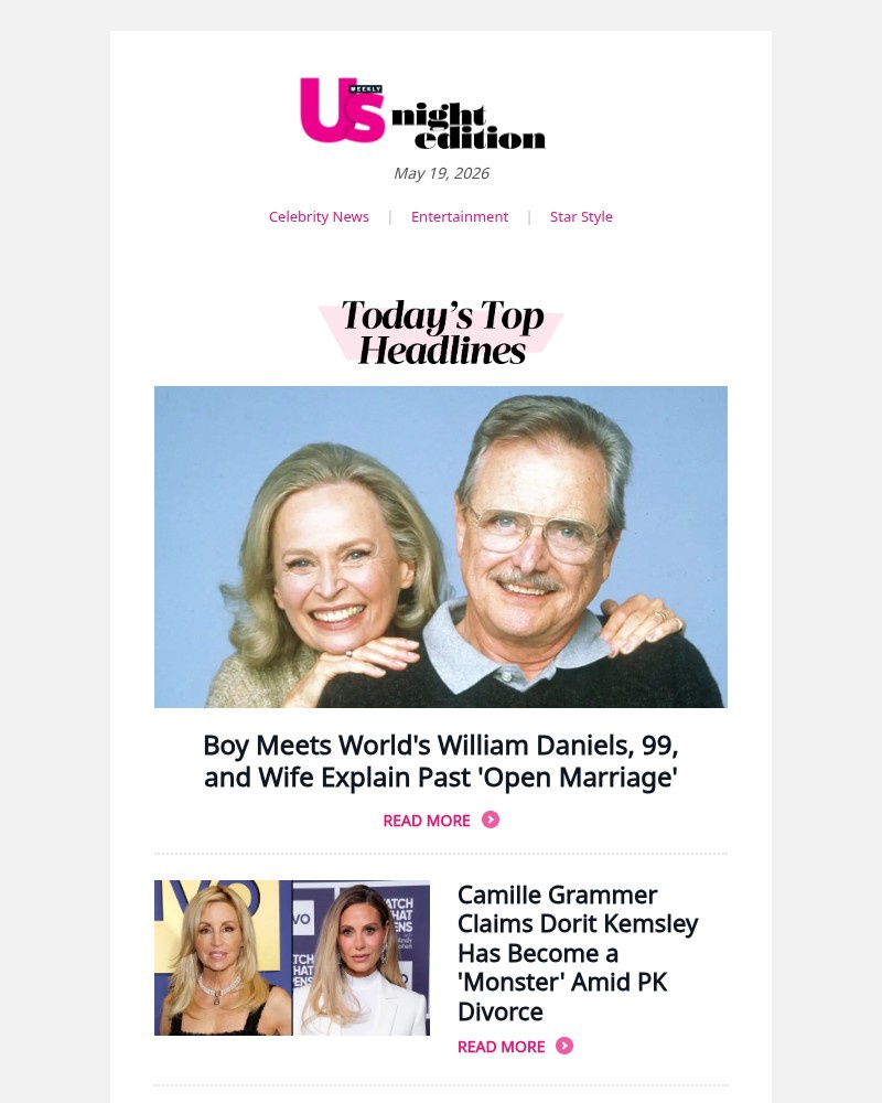 Screenshot of email sent to a Us Weekly Newsletter subscriber