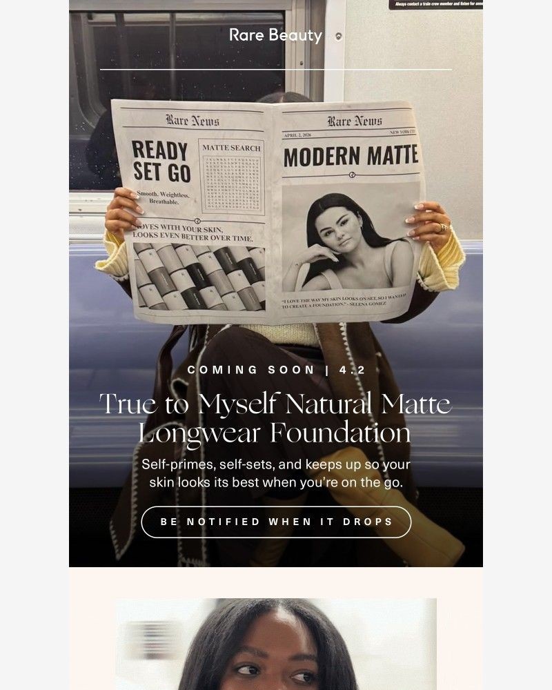 Screenshot of email sent to a Rare Beauty Newsletter subscriber