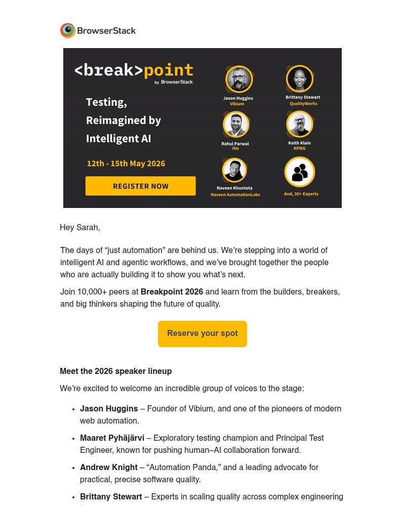Screenshot of email sent to a BrowserStack Trial user