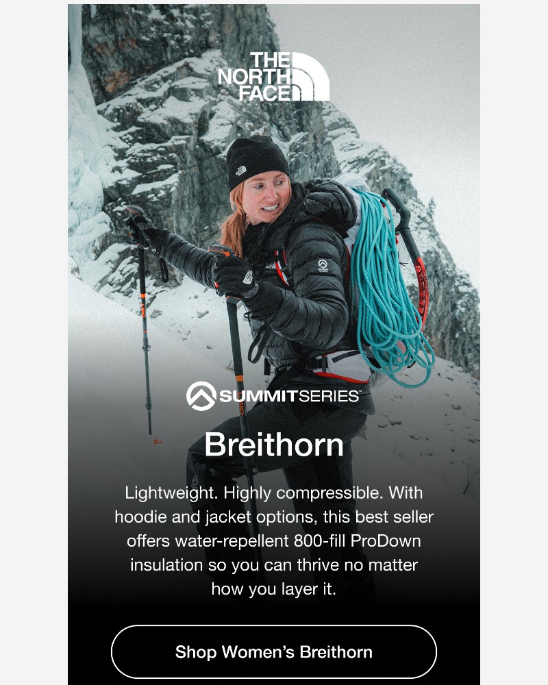 Screenshot of email sent to a The North Face Newsletter subscriber