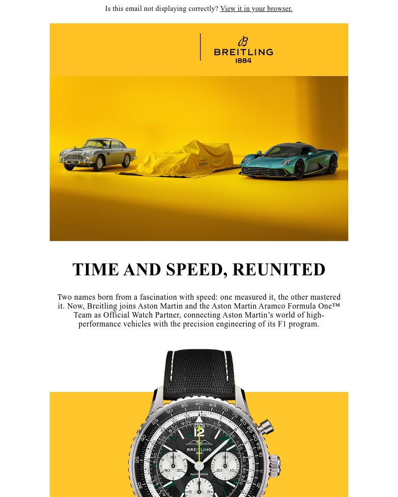 Screenshot of email sent to a Breitling Newsletter subscriber