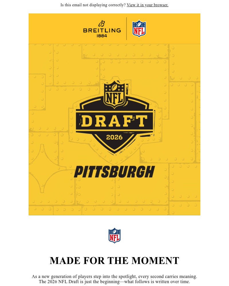 Screenshot of email sent to a Breitling Newsletter subscriber