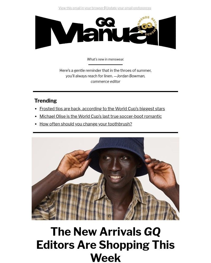 Screenshot of email sent to a GQ Newsletter subscriber
