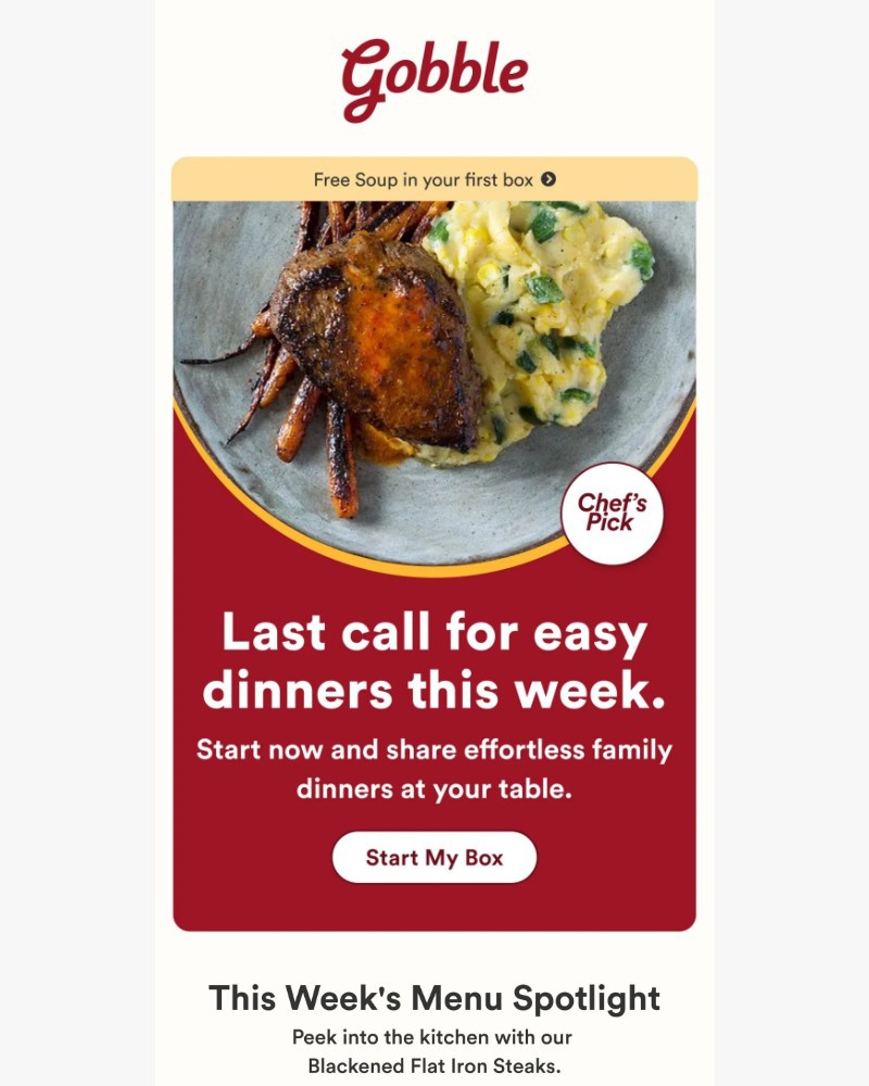 Screenshot of email sent to a Gobble Cart abandoner