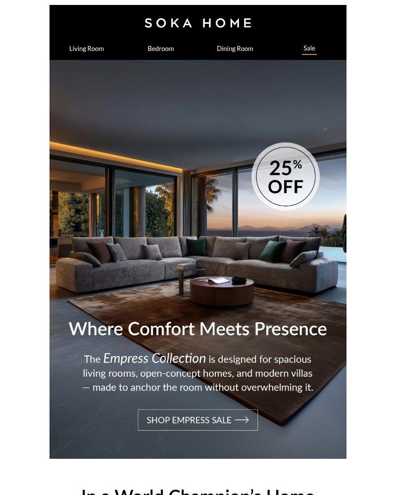 Screenshot of email sent to a Soka Home Newsletter subscriber