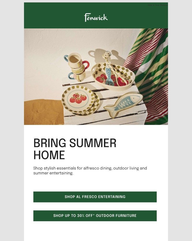 Screenshot of email sent to a Fenwick Newsletter subscriber
