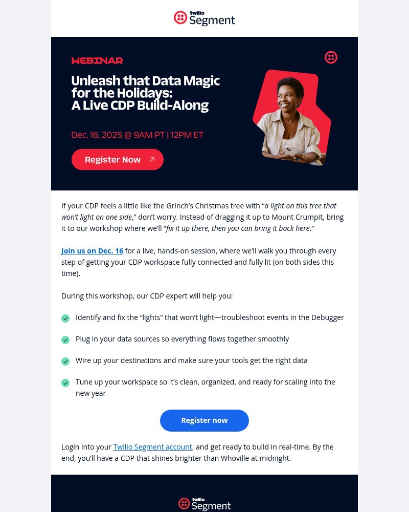 Screenshot of email sent to a Segment Trial user