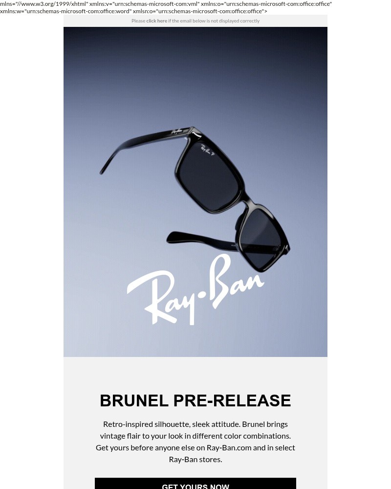 Screenshot of email sent to a Ray-Ban Newsletter subscriber