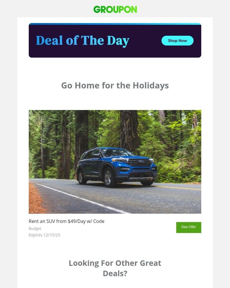 Screenshot of email sent to a Groupon Newsletter subscriber