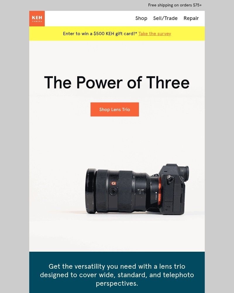 Screenshot of email sent to a KEH Camera Newsletter subscriber