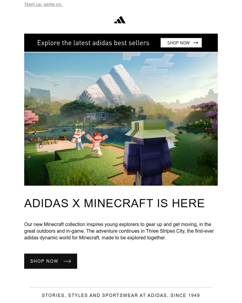 Screenshot of email sent to a Adidas Newsletter subscriber