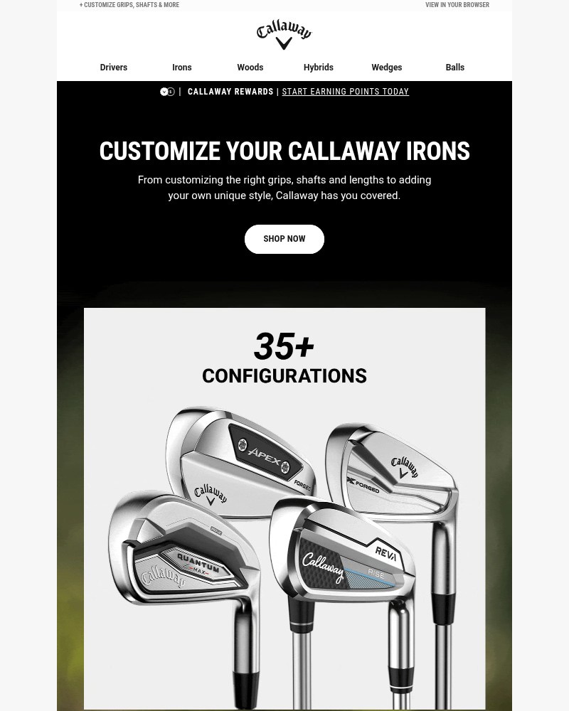 Screenshot of email sent to a Callaway Golf Newsletter subscriber