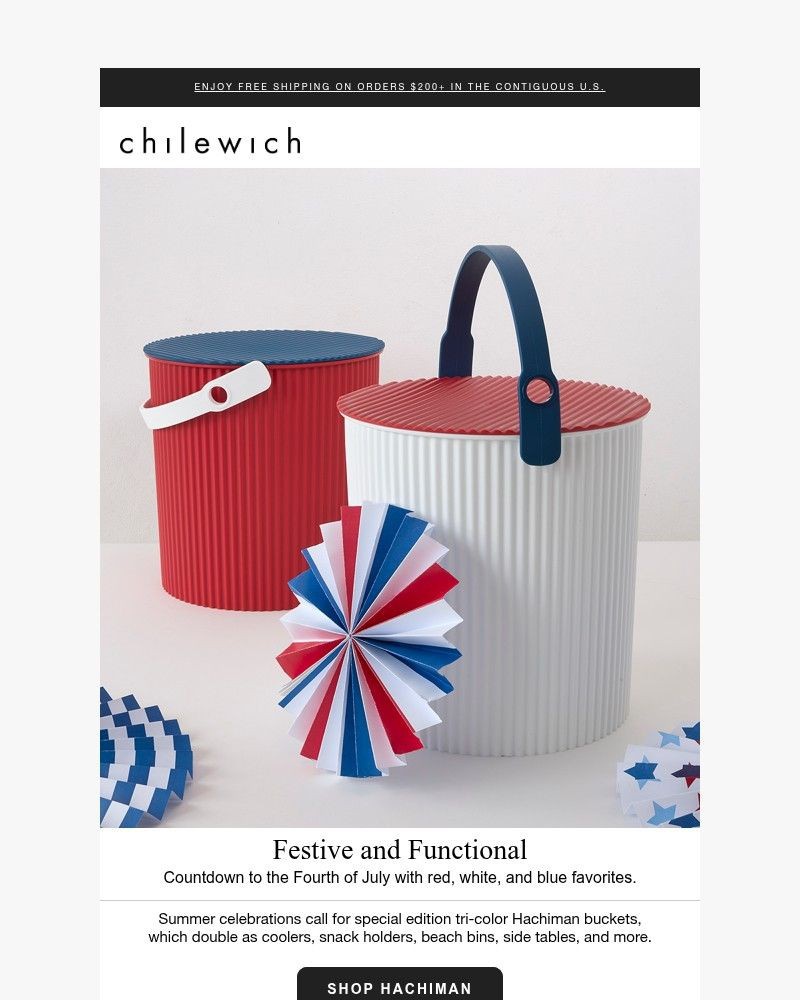 Screenshot of email sent to a Chilewich Newsletter subscriber