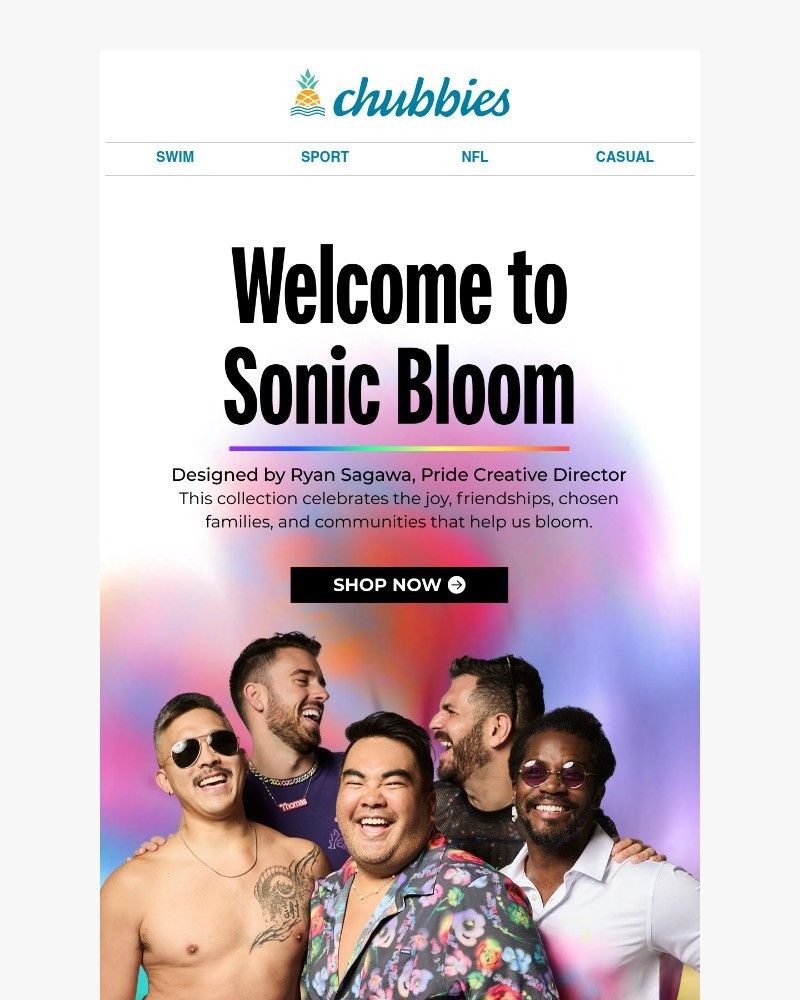 Screenshot of email sent to a Chubbies Newsletter subscriber