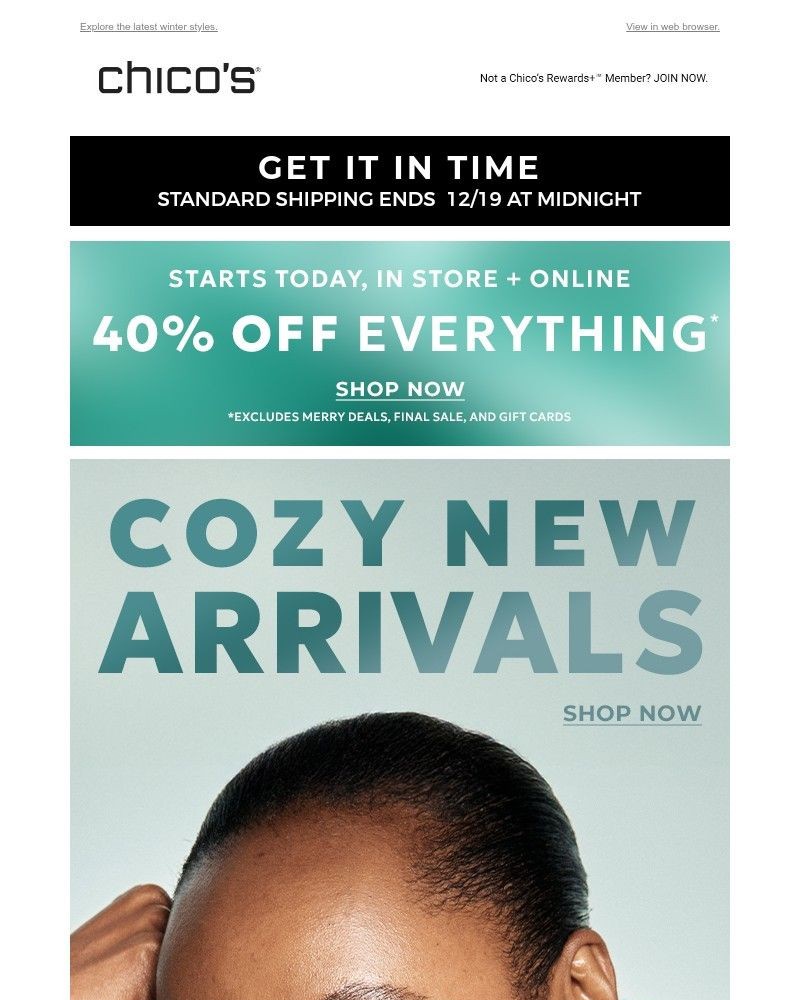 Screenshot of email sent to a Chico’s Newsletter subscriber