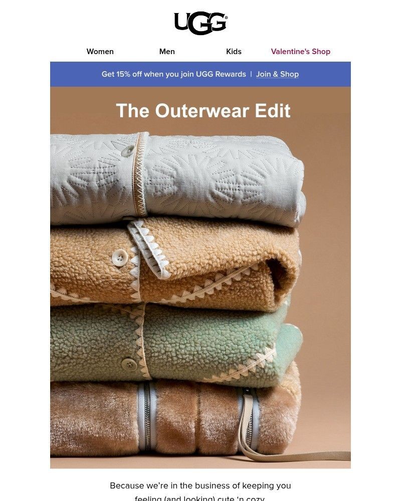 Screenshot of email sent to a UGG Newsletter subscriber