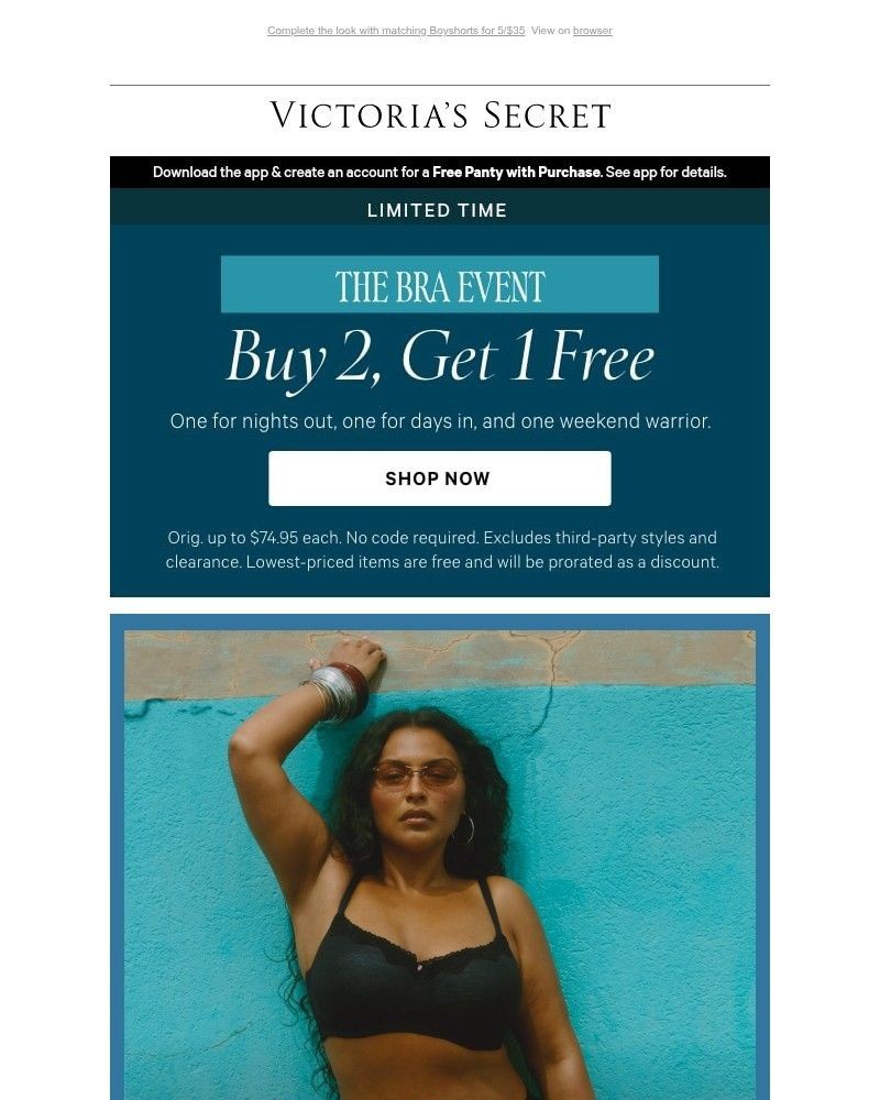 Screenshot of email sent to a Victoria's Secret Newsletter subscriber
