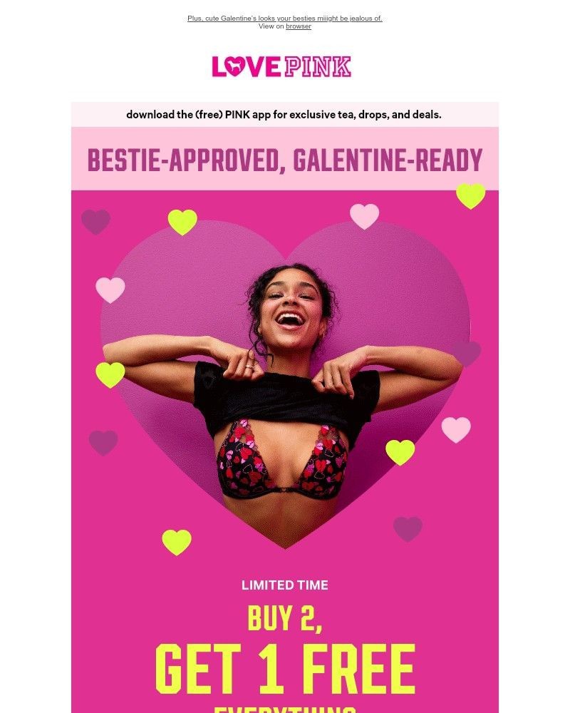 Screenshot of email sent to a Victoria's Secret Newsletter subscriber