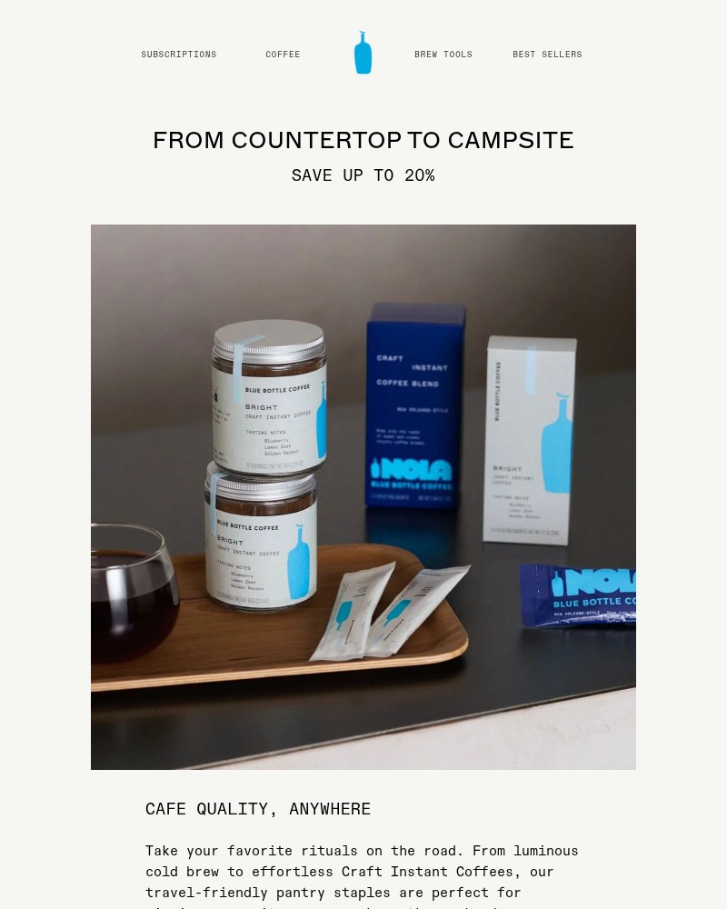 Screenshot of email sent to a Blue Bottle Coffee Newsletter subscriber