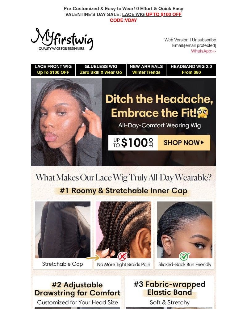 Screenshot of email sent to a My First Wig Newsletter subscriber