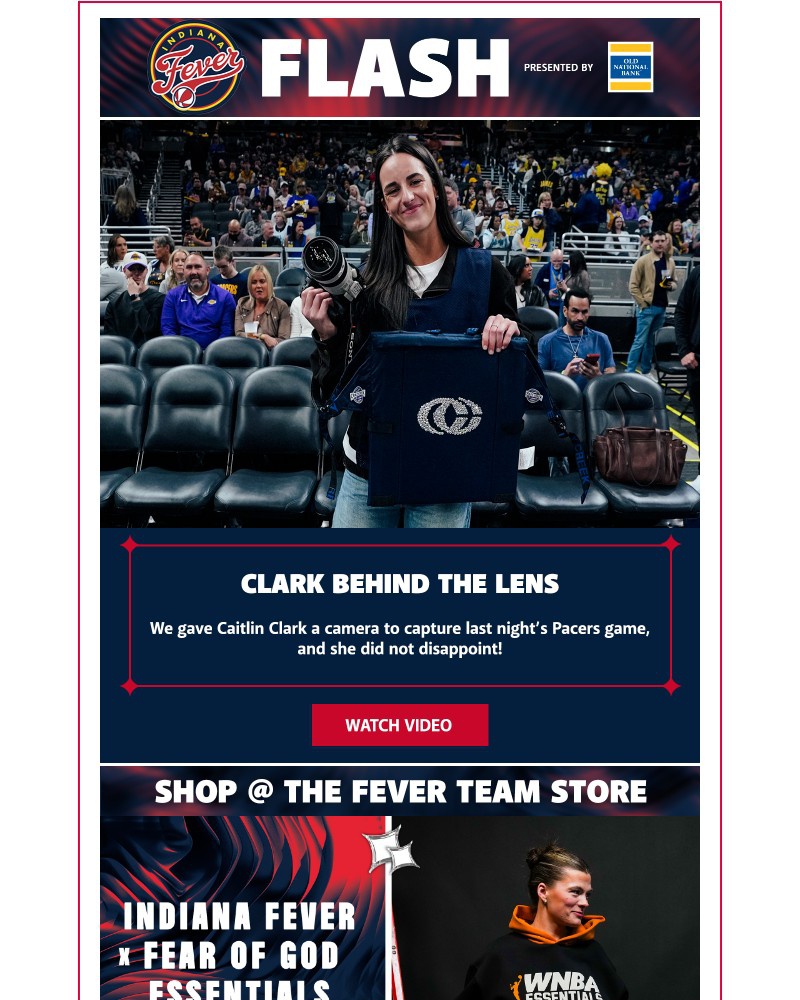 Screenshot of email sent to a Indiana Fever Newsletter subscriber