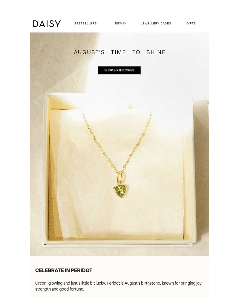 Screenshot of email sent to a Daisy Jewellery Newsletter subscriber