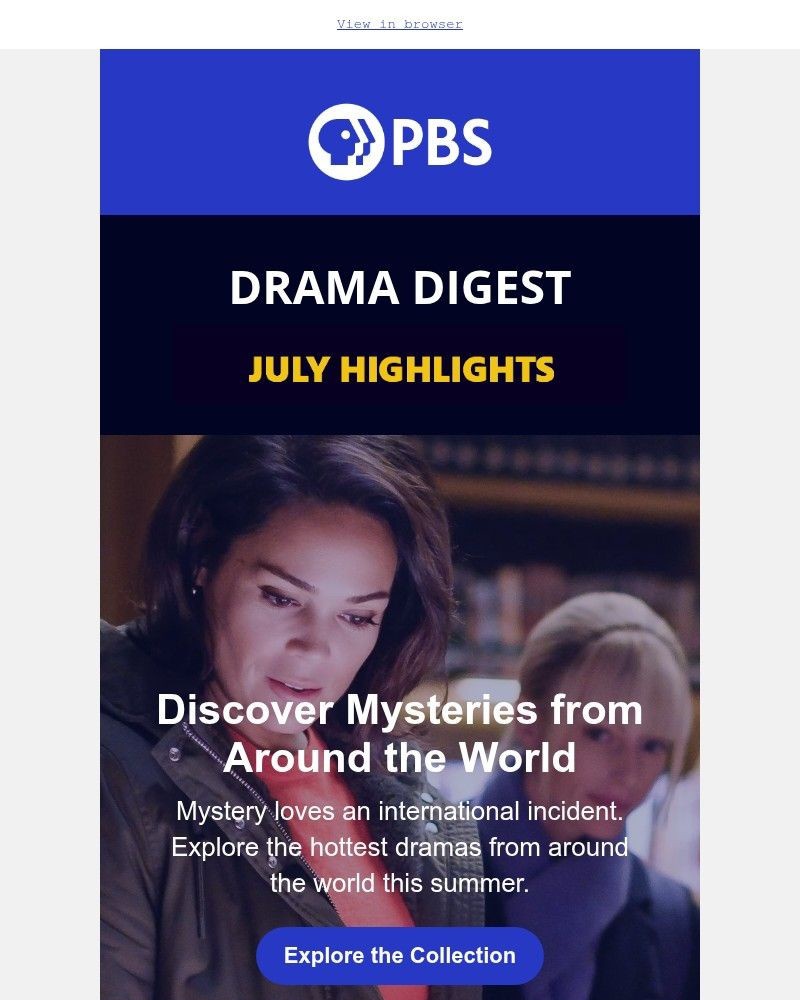 Screenshot of email sent to a PBS Newsletter subscriber