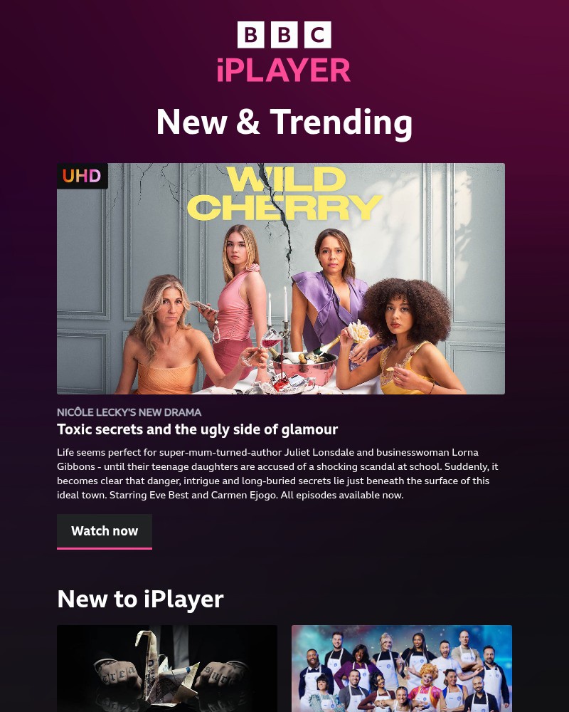 Screenshot of email sent to a BBC iPlayer Registered user