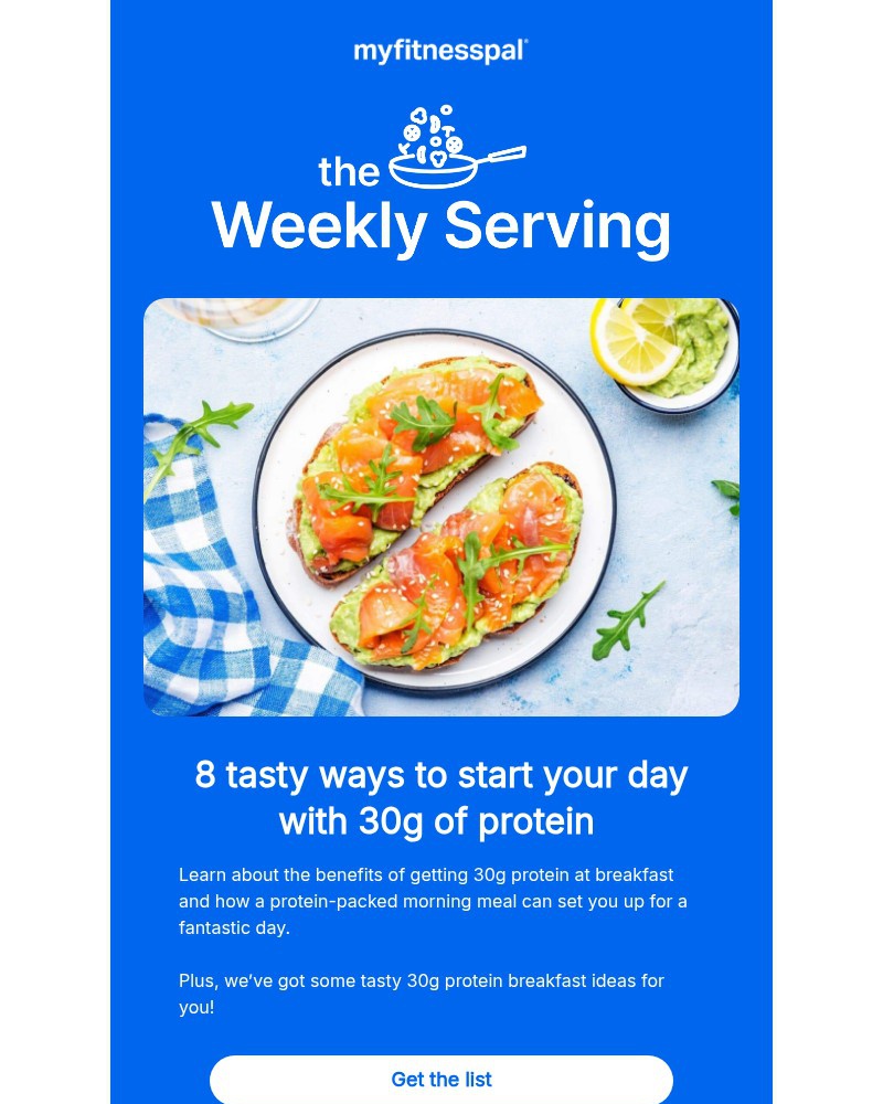 Screenshot of email sent to a MyFitnessPal Registered user
