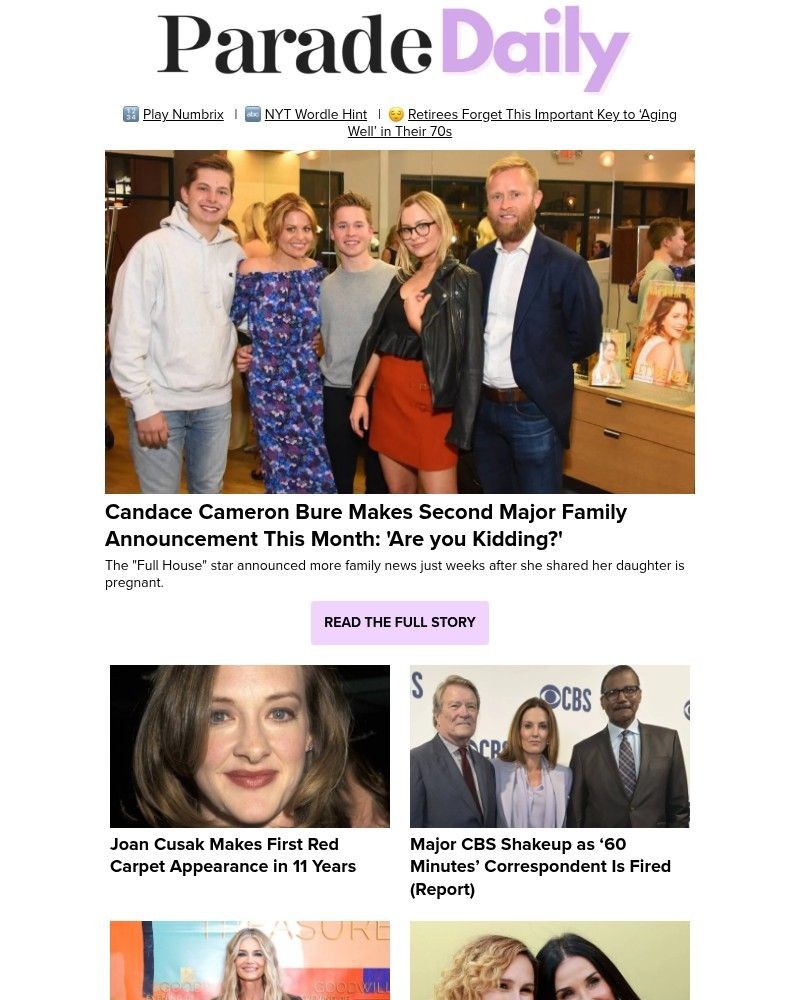 Screenshot of email sent to a Parade Newsletter subscriber