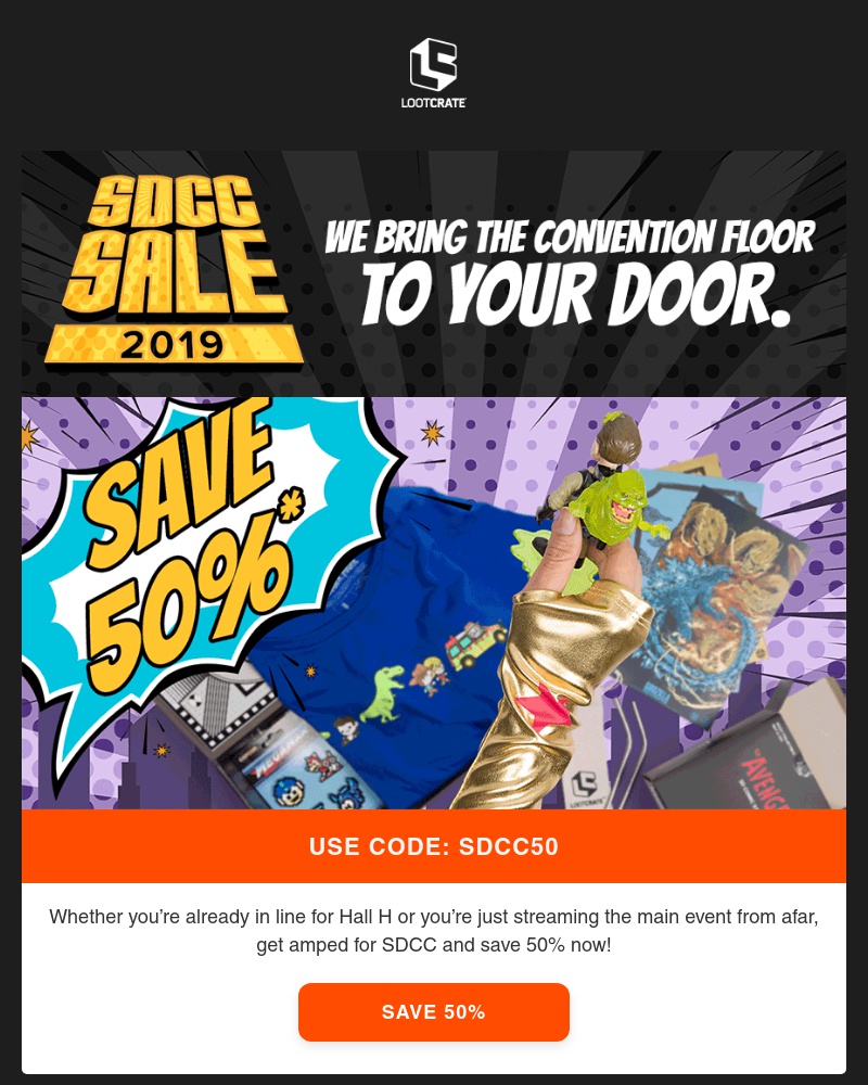 Screenshot of email with subject /media/emails/cant-make-it-to-sdcc-save-50-and-bring-the-con-to-you-cropped-8ff4490e.jpg