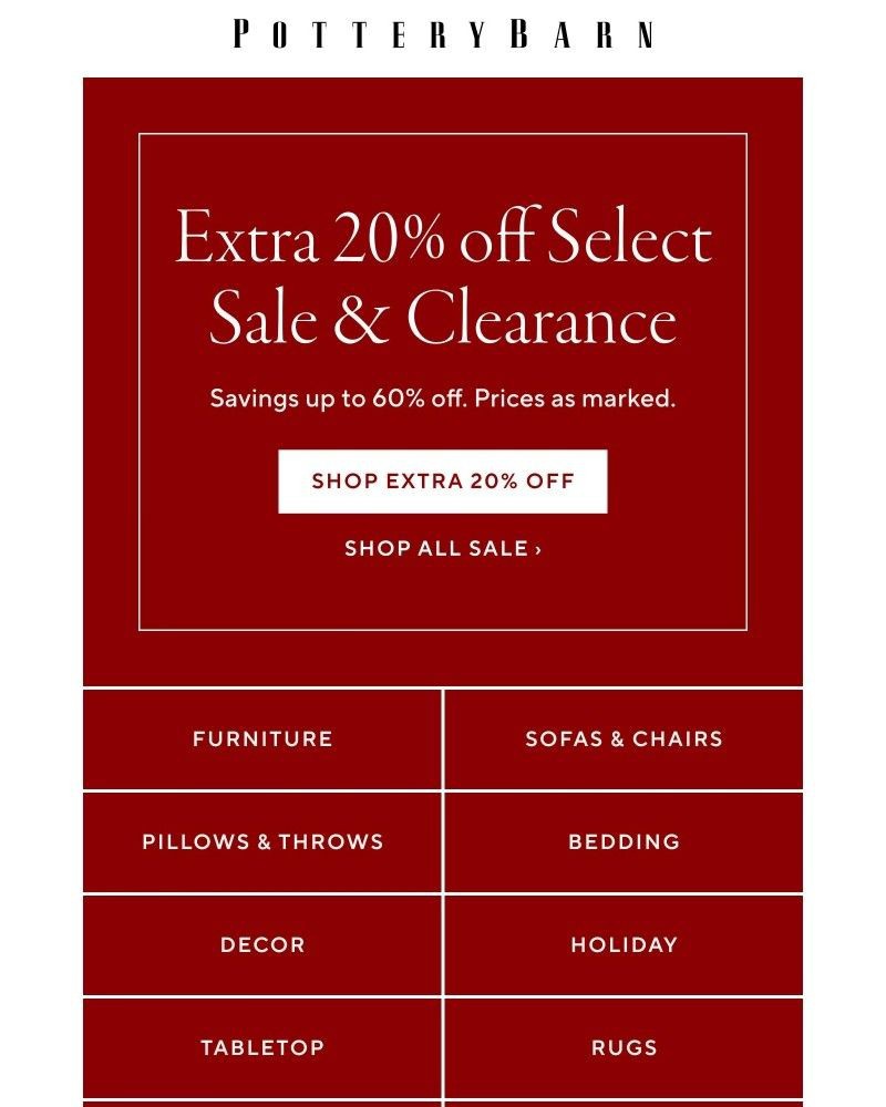Screenshot of email sent to a Pottery Barn Cart abandoner